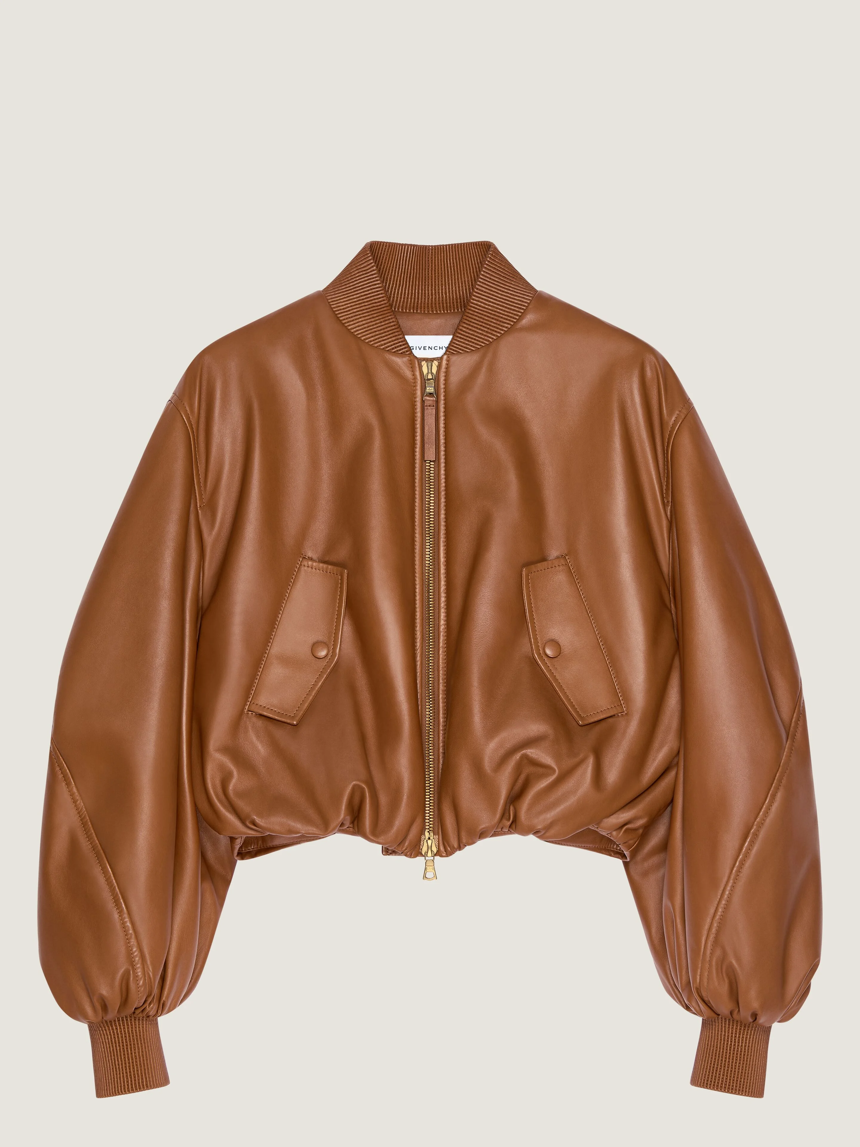 CROPPED COCOON BOMBER IN NAPPA LEATHER - 1
