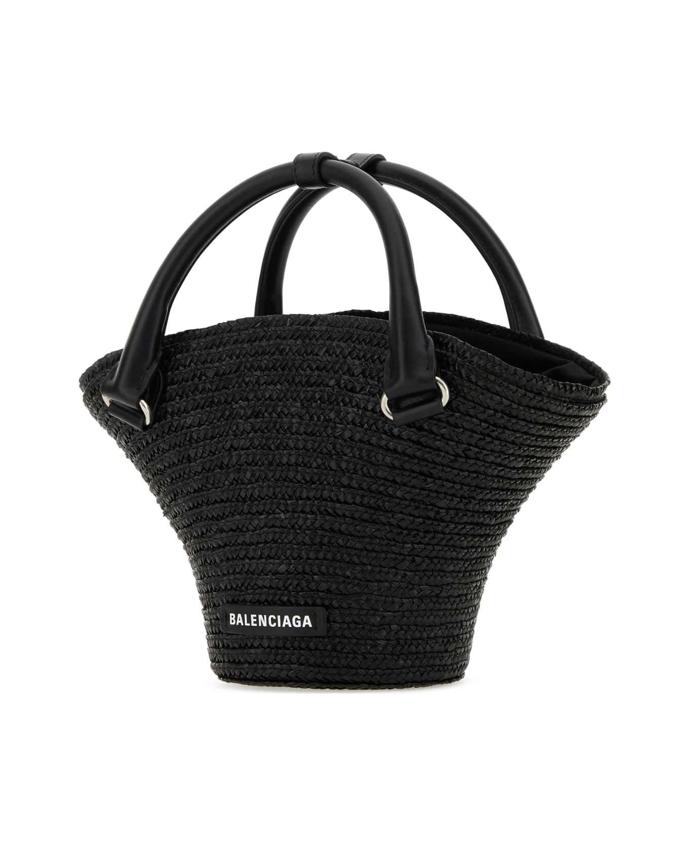 Black Straw Mini Beach Handbag - 2