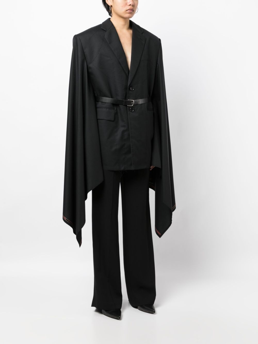 Belted wool cape blazer - 3