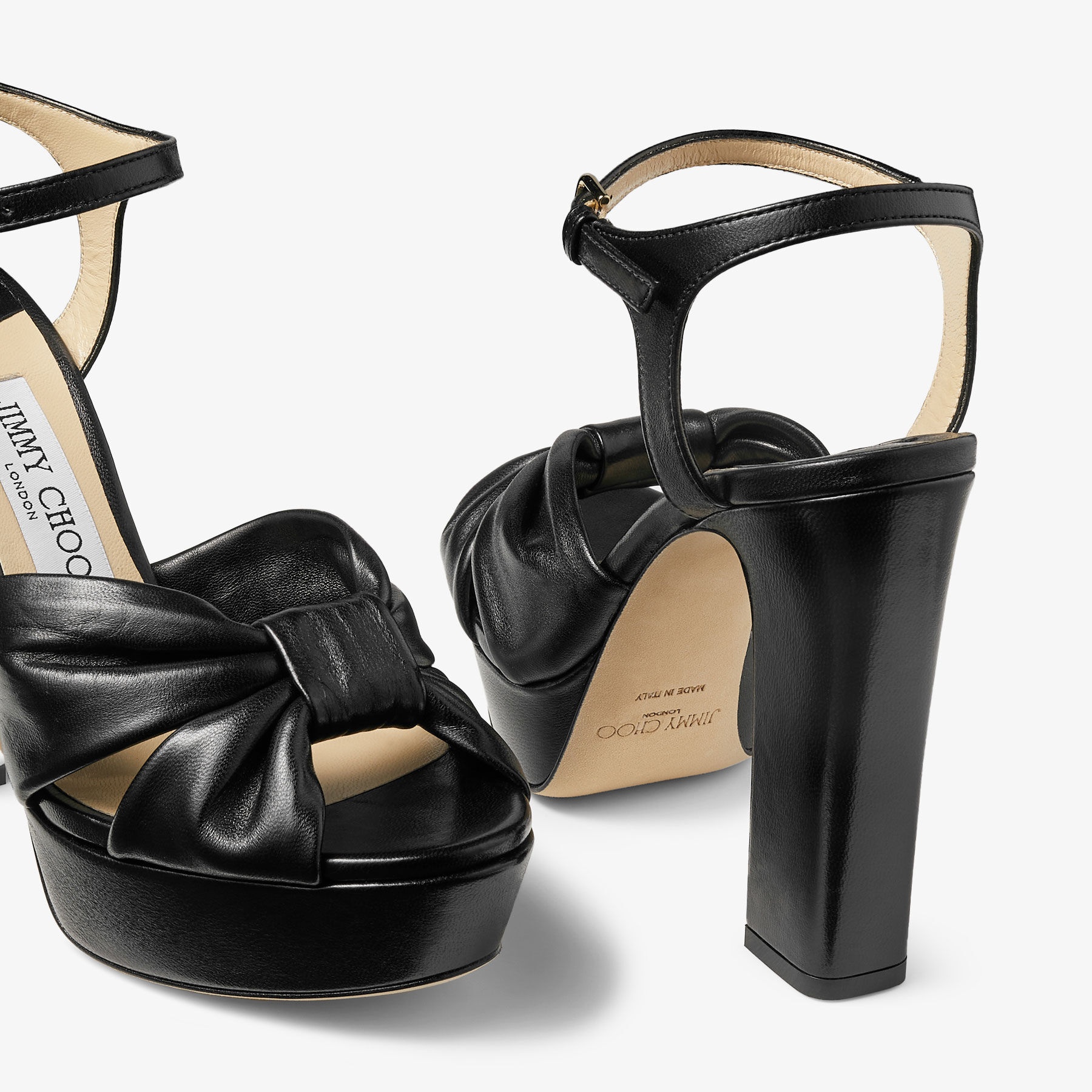 Heloise 120
Black Nappa Leather Platform Sandals - 3