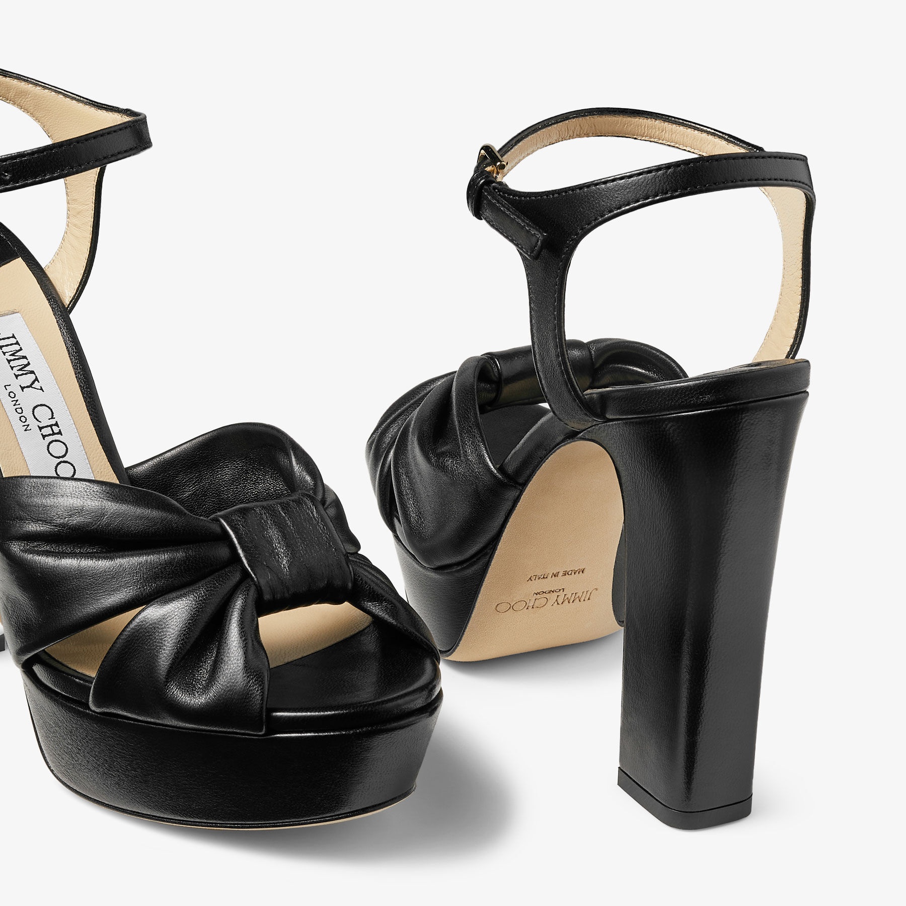 Heloise 120
Black Nappa Leather Platform Sandals - 4