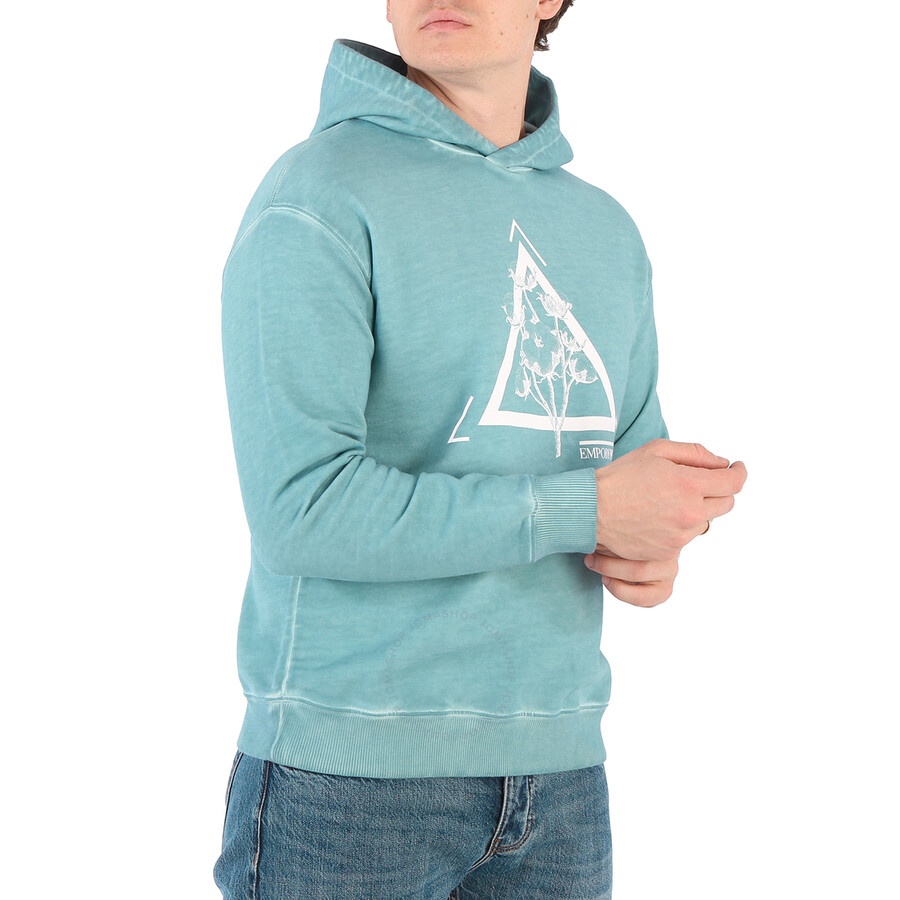 Emporio Armani Blue Graphic Print Hooded Sweatshirt - 2