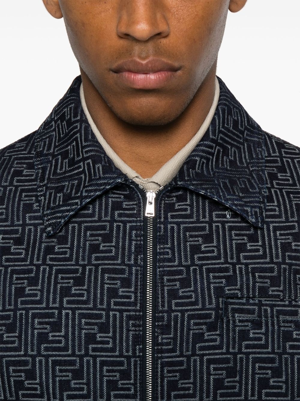 FF-jacquard denim bomber jacket - 5