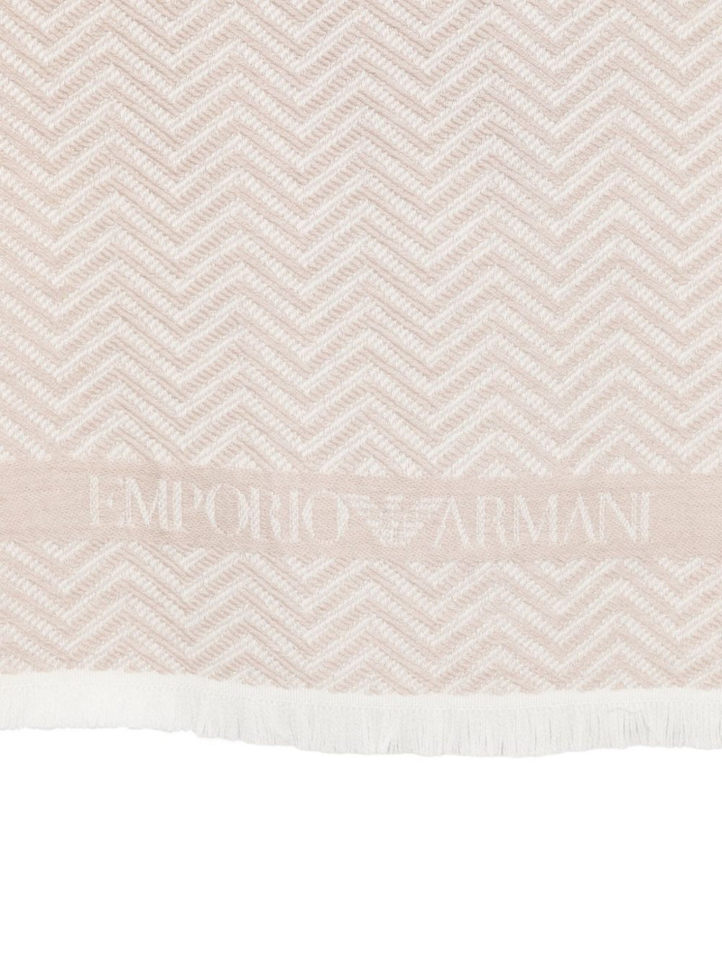 EMPORIO ARMANI herringbone-pattern wool scarf outlook