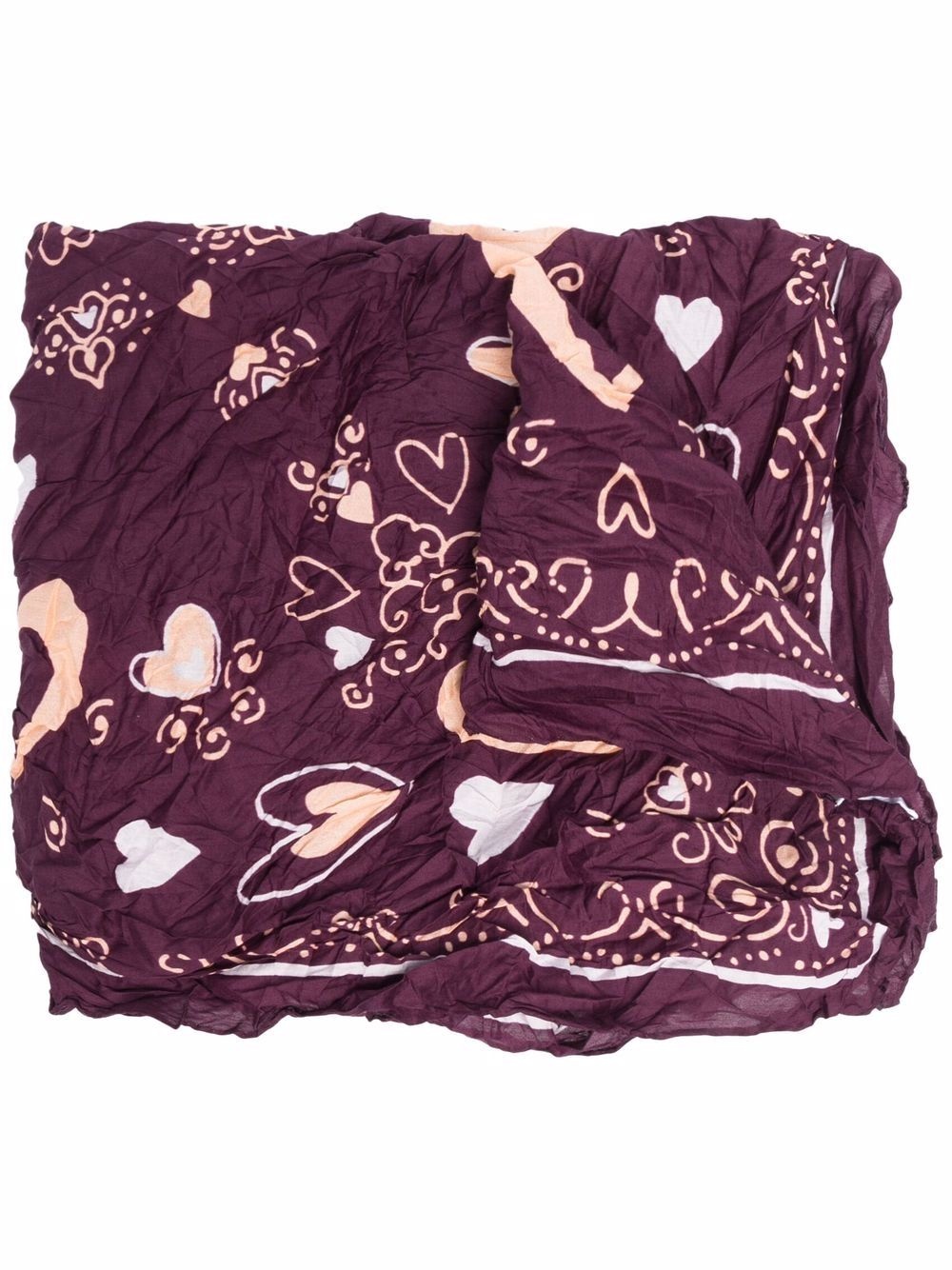 heart-print crinkled scarf - 1