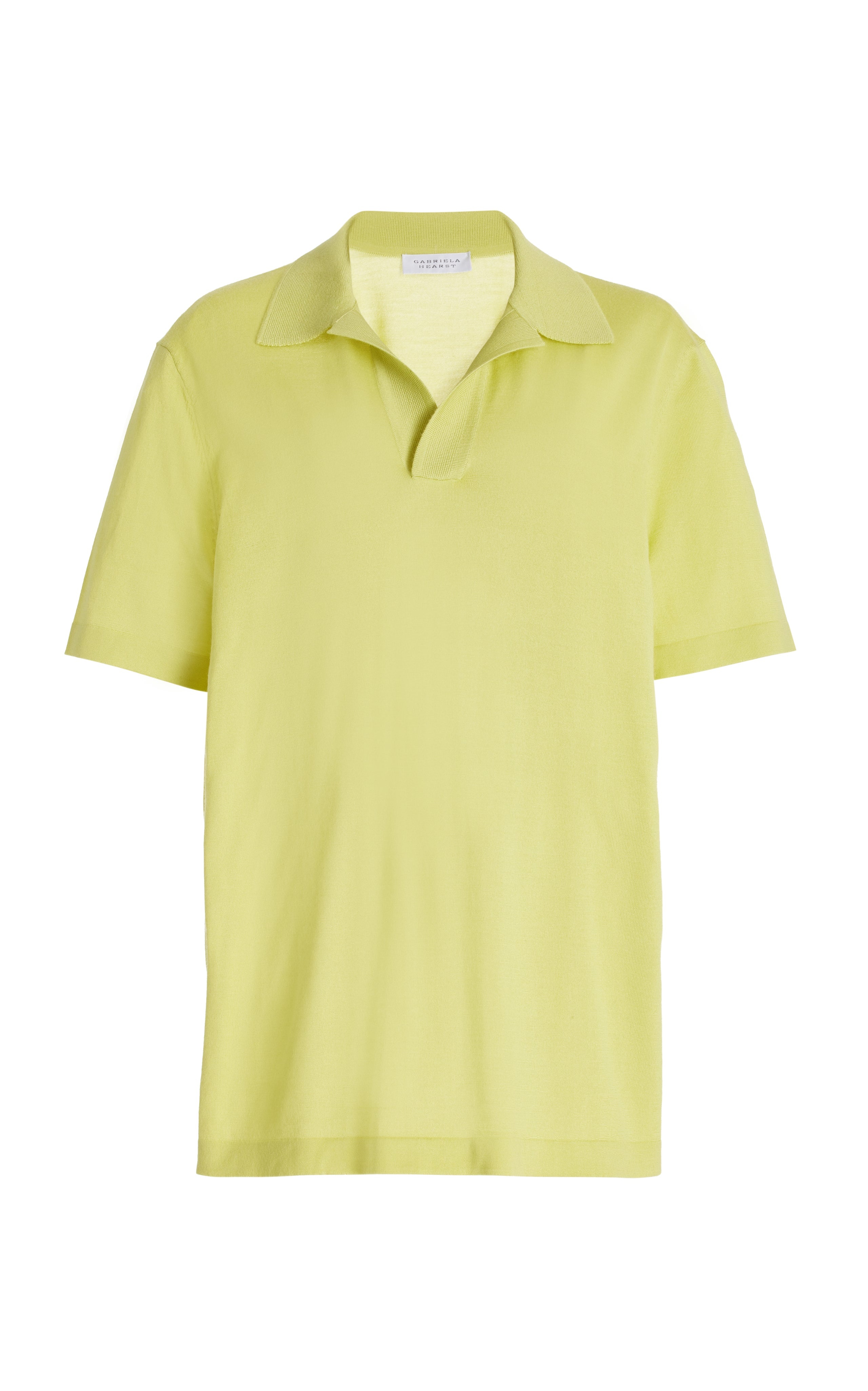 Stendhal Knit Short Sleeve Polo in Lime Adamite Cashmere - 1