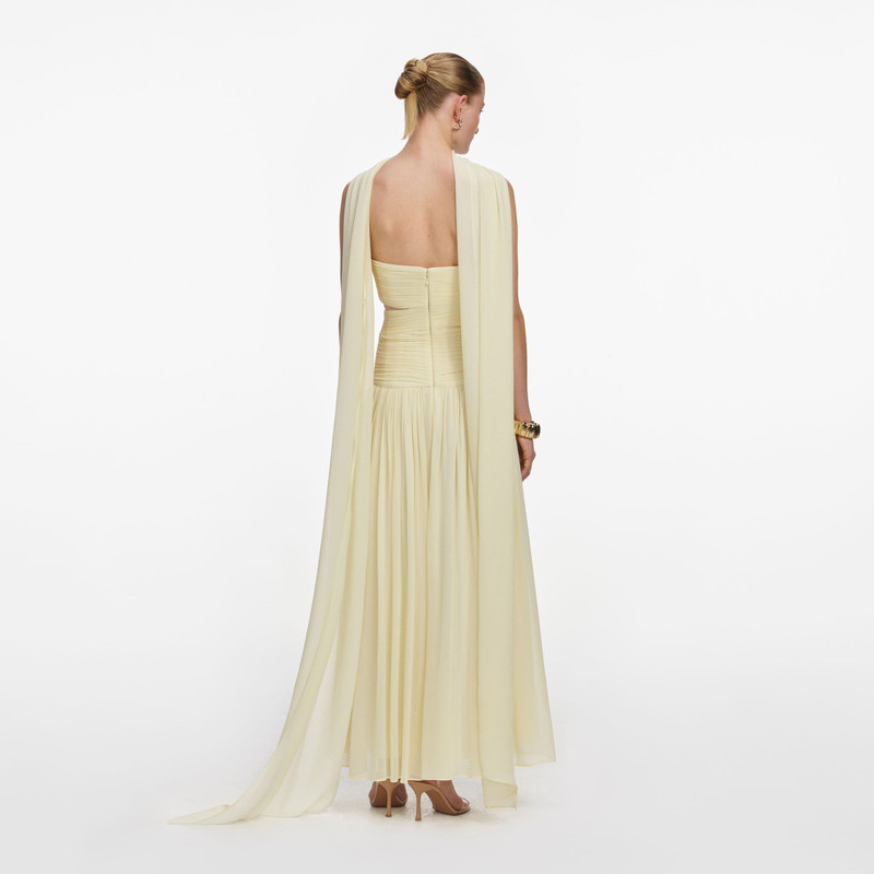 self-portrait Yellow Georgette Scarf Midi Dress outlook