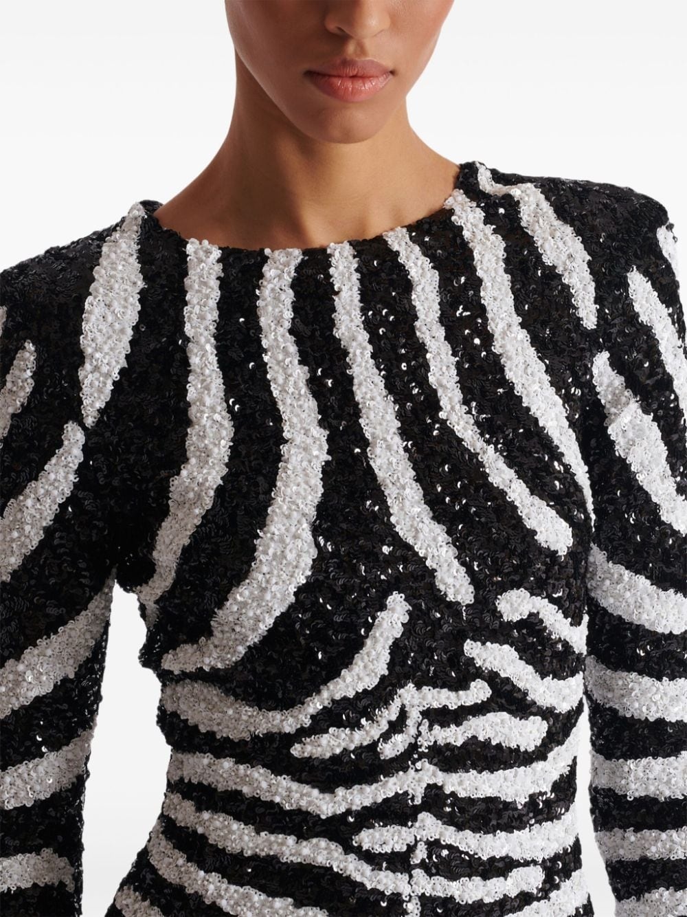zebra-pattern sequin-embellished dress - 6