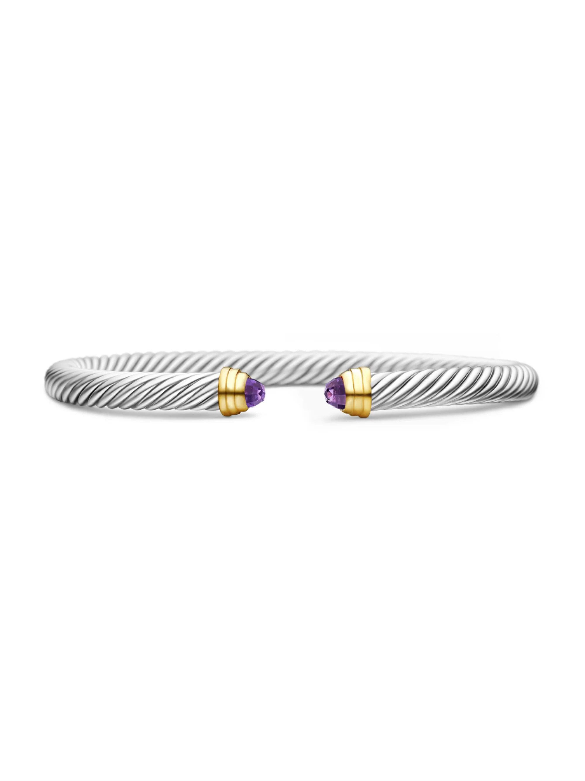 Women's Classic Cable Bracelet in Sterling Silver - Amethyst - 1