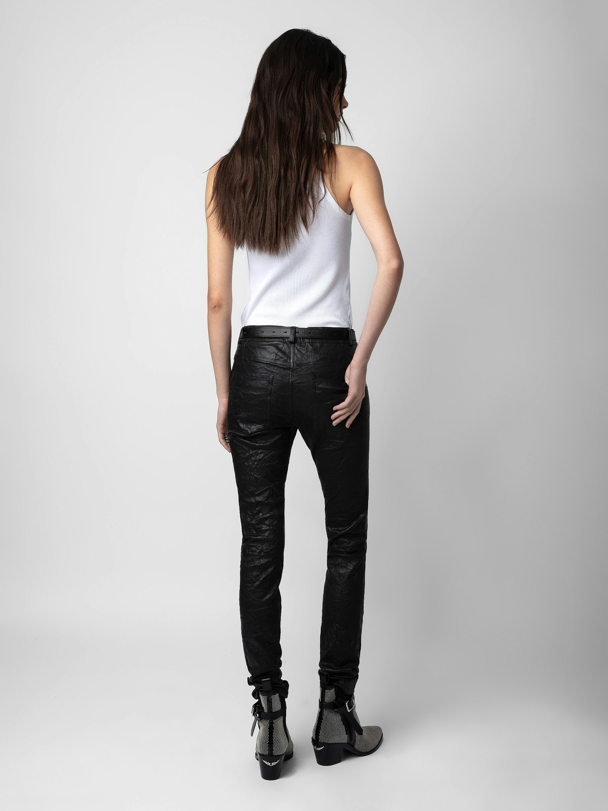 Phlame Crinkle Leather Pants - 3