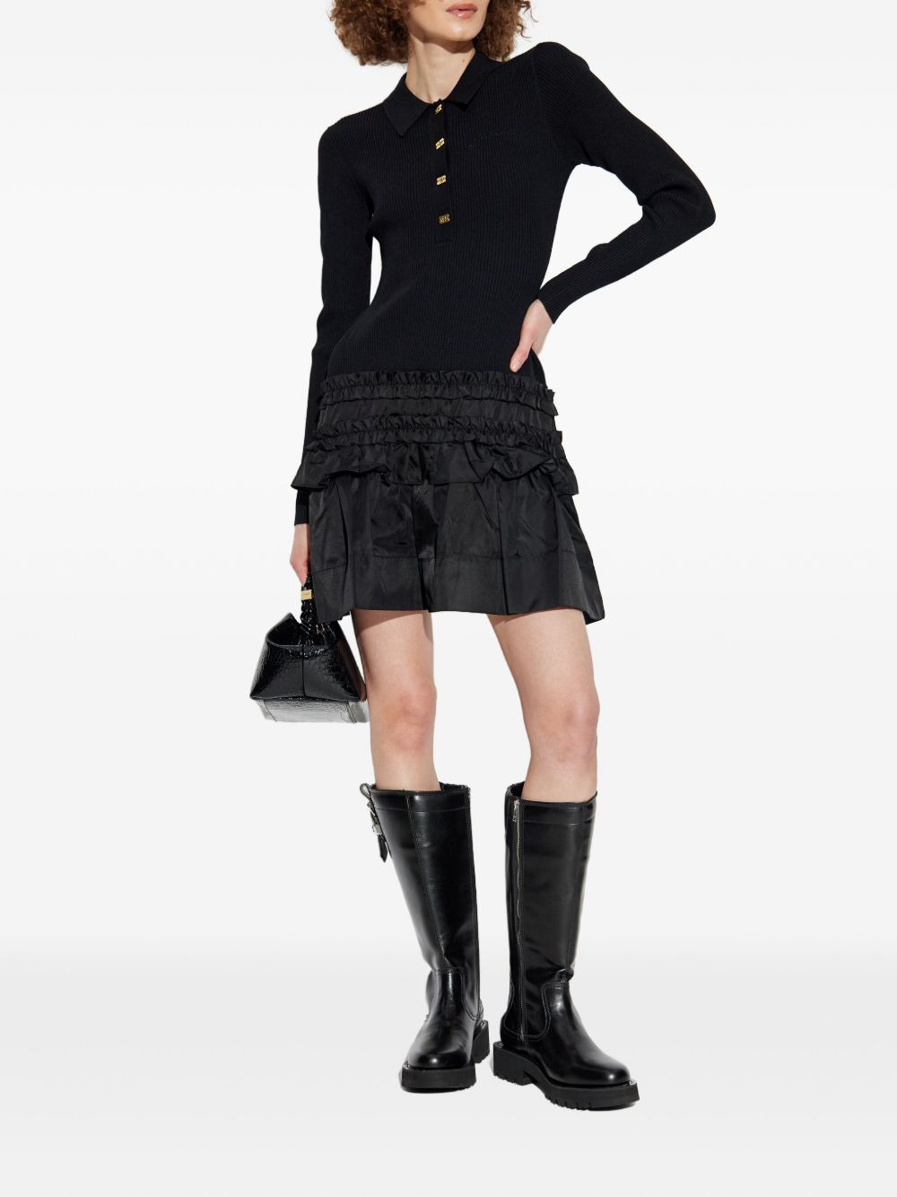 ribbed ruffled-skirt mini dress - 2
