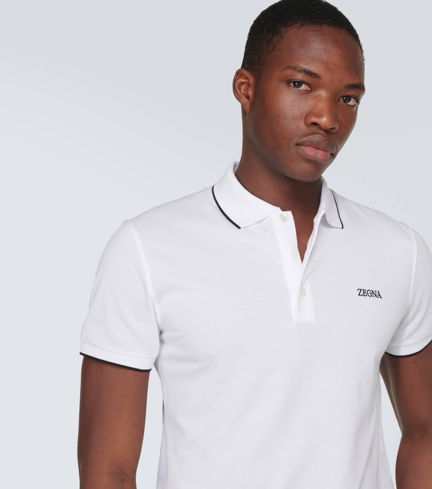 Logo cotton blend polo shirt - 5
