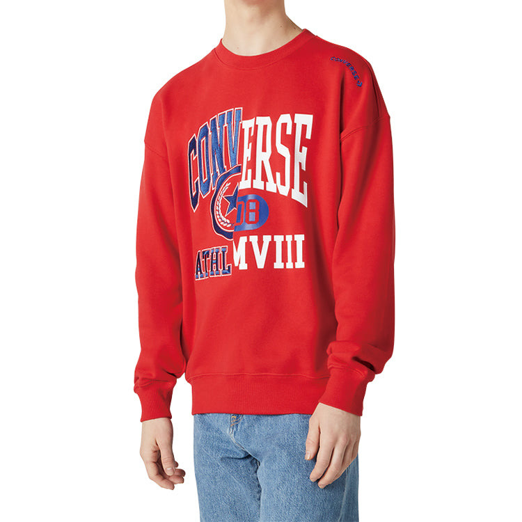 Converse Unisex Logo Printing Round-neck Sweatshirt Red 10018354-A02 - 3