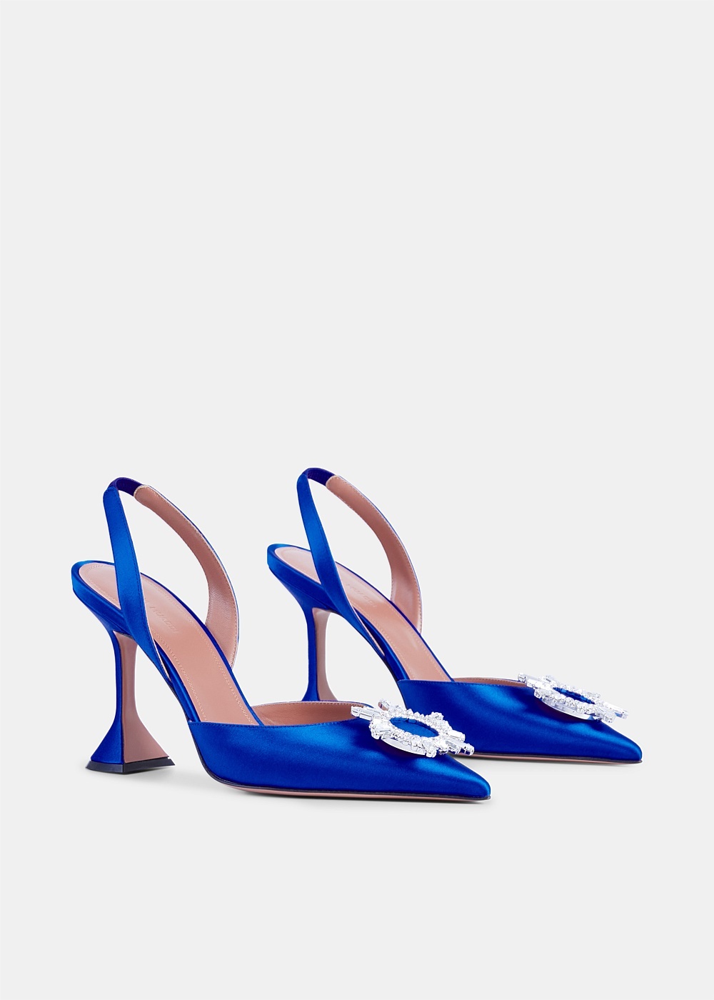 Electric Blue Satin Begum Slingback Pumps - 2