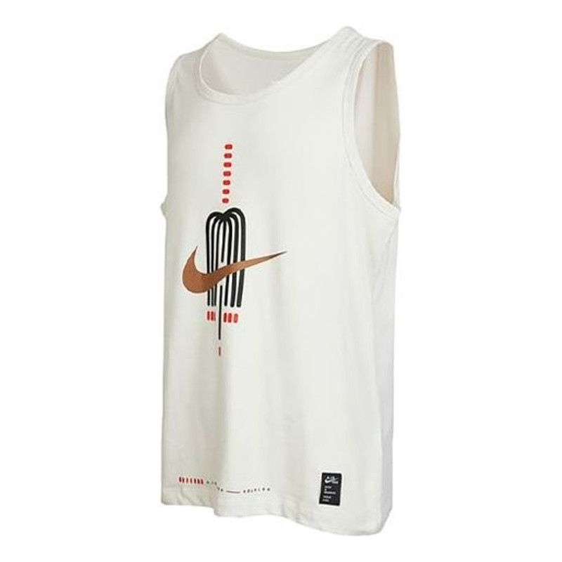 Men's Nike Logo Printing Round Neck Pullover White Vest DR7669-030 - 1