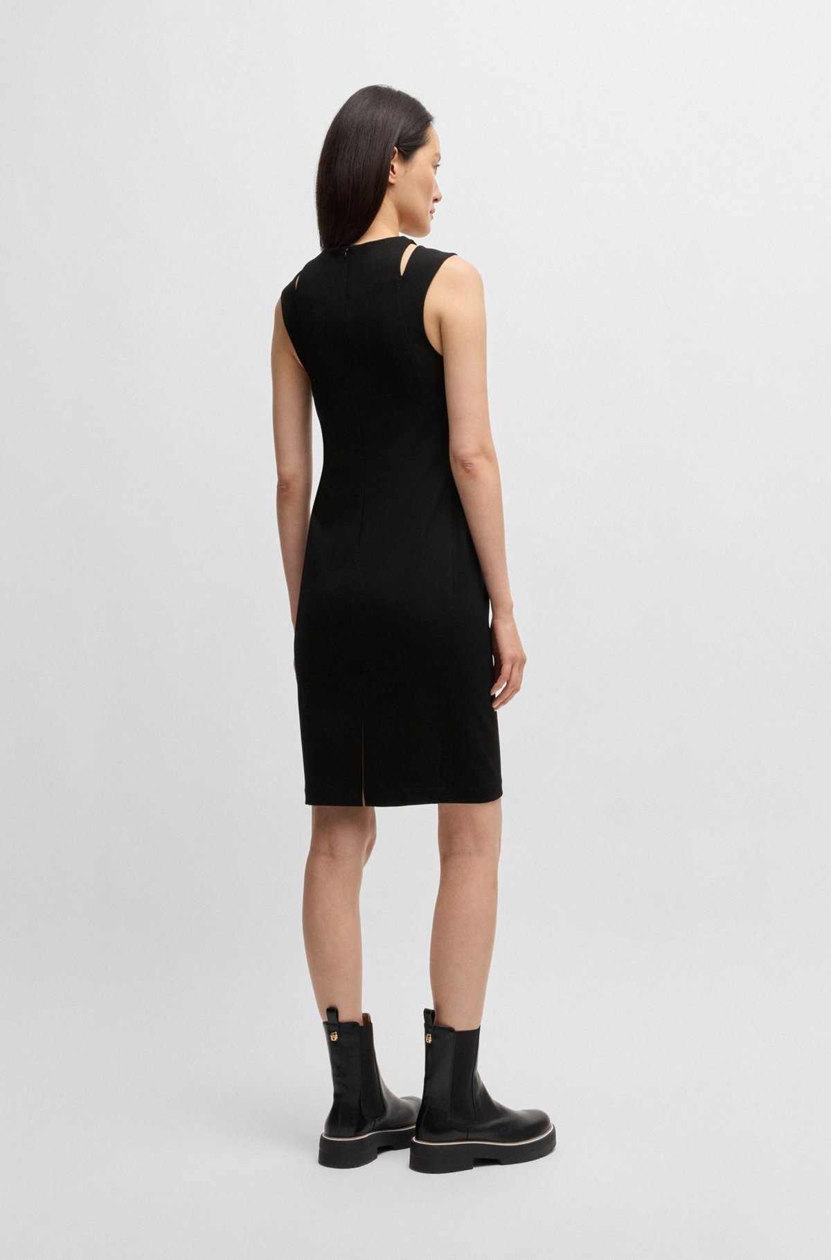 STRETCH-FABRIC DRESS WITH CUT-OUT DETAILS - 4