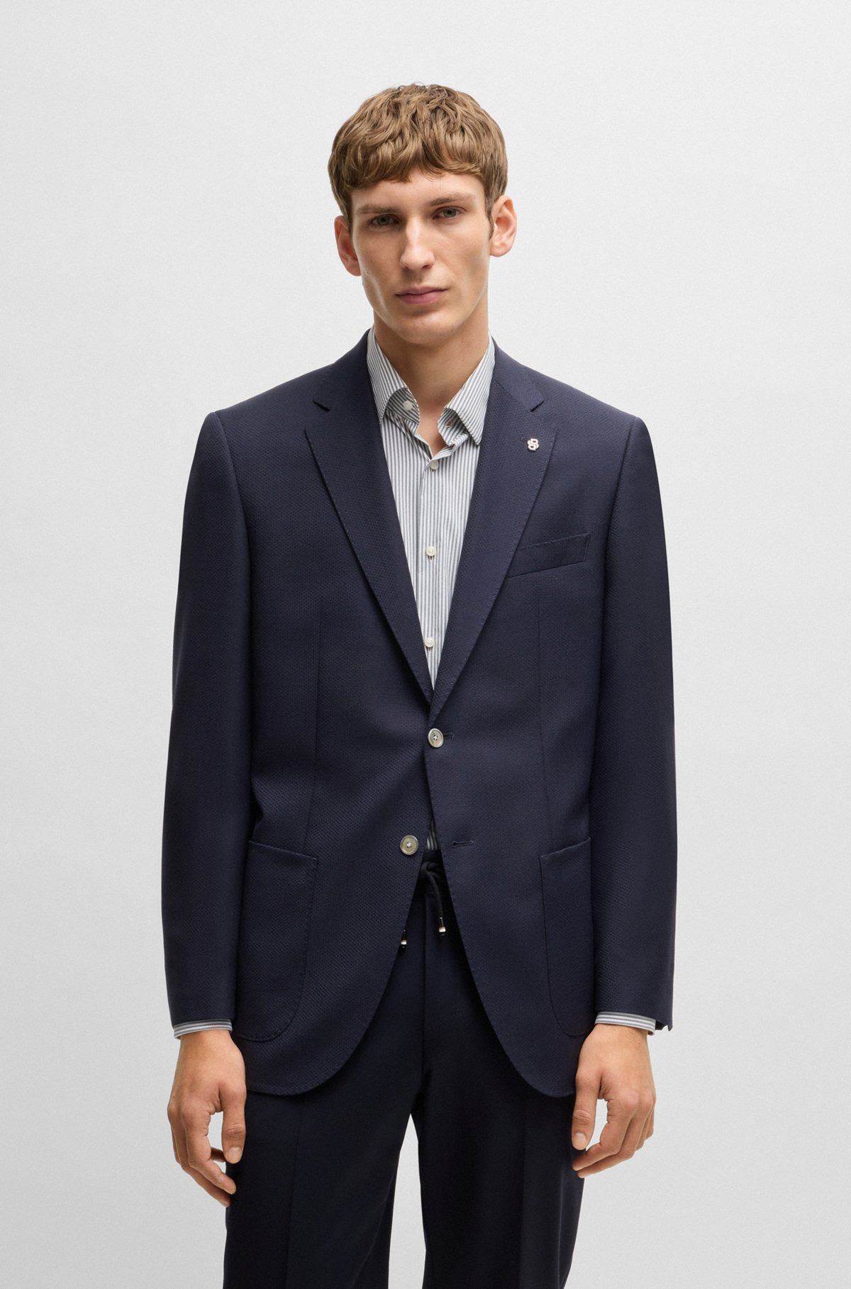 REGULAR-FIT SUIT JACKET IN MICRO-PATTERNED VIRGIN WOOL - 2