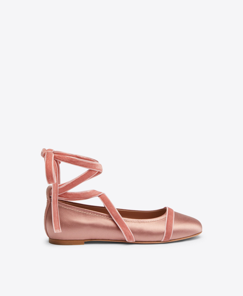 Spencer Pink Satin Flat Pumps 1