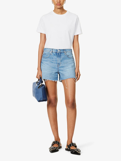 FRAME The Vintage Relaxed raw-hem recycled-denim shorts outlook