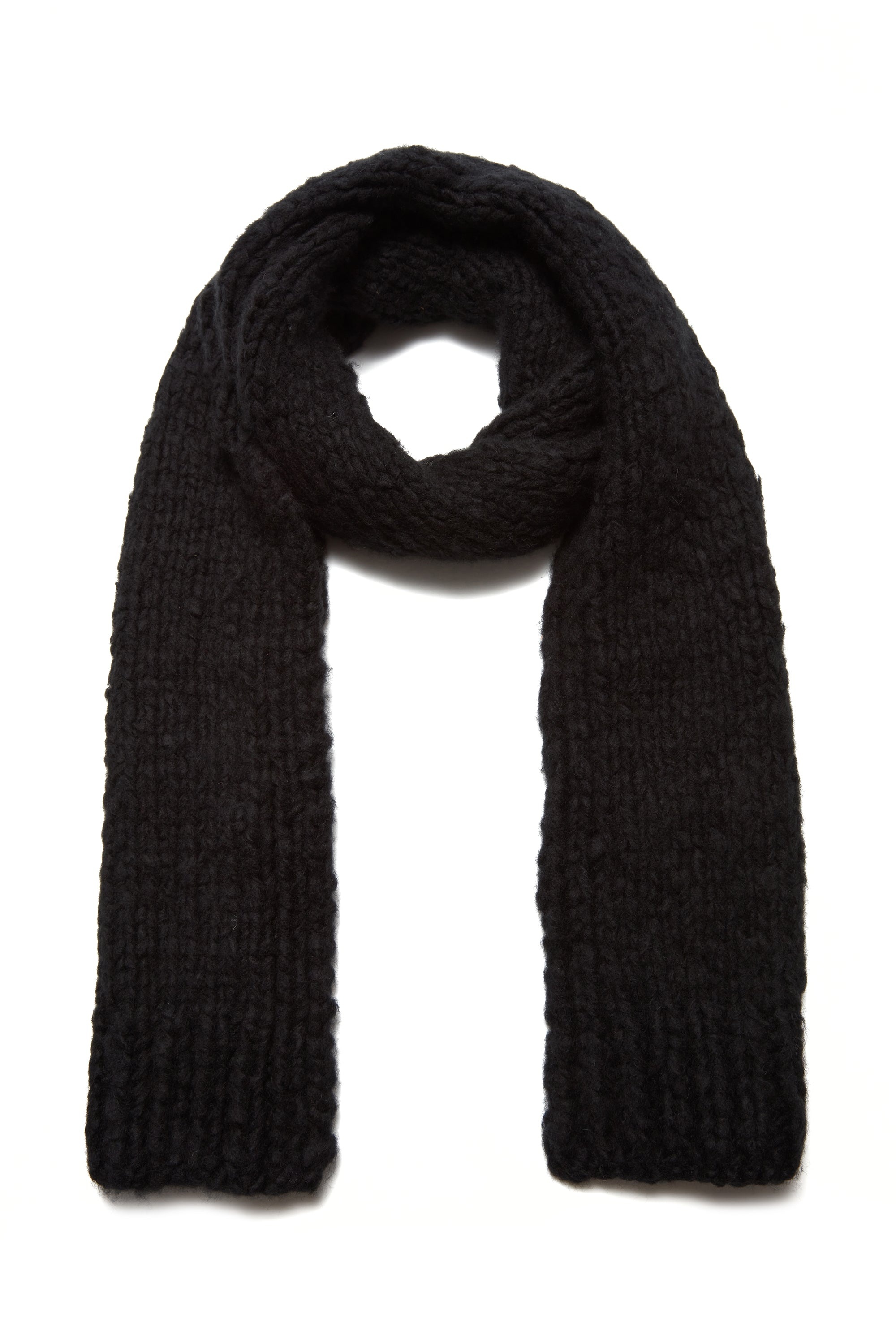 Pyke Knit Scarf in Black Welfat Cashmere - 2