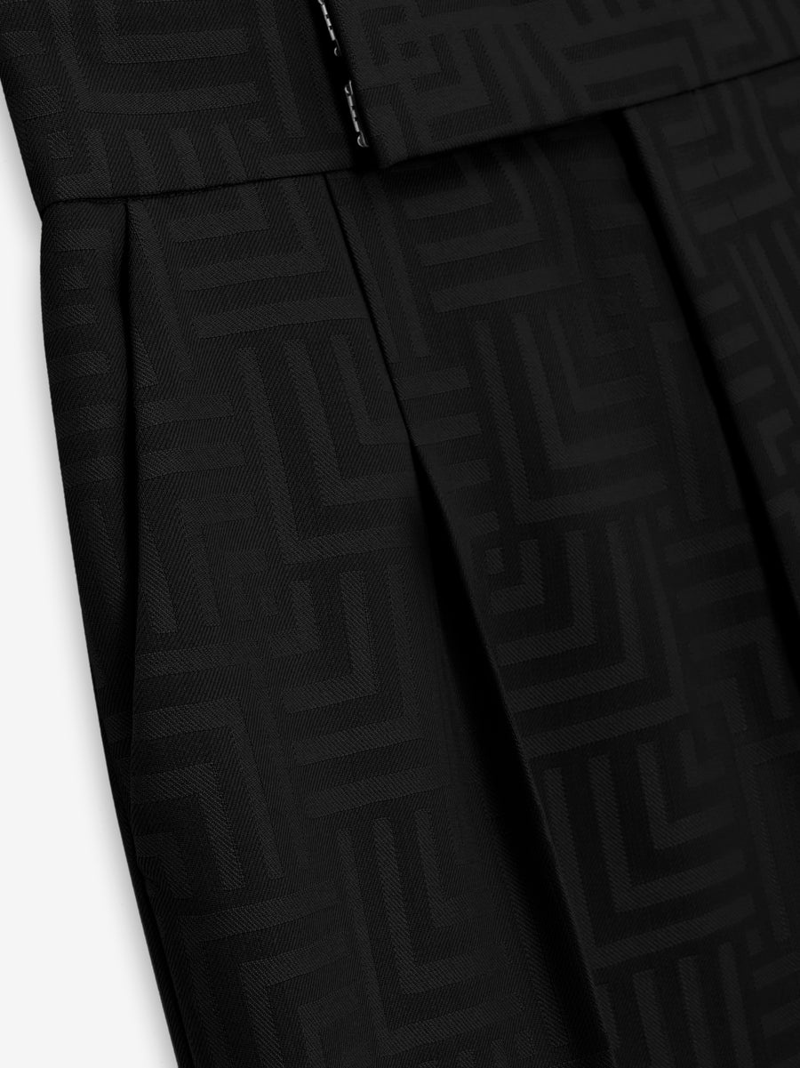 Wool Jacquard Tapered Trouser - 3