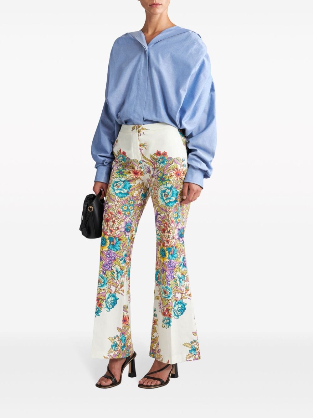 floral-print flared trousers - 2