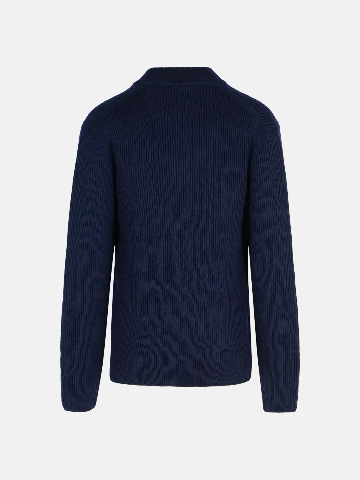 NAVY VIRGIN WOOL SWEATER - 3