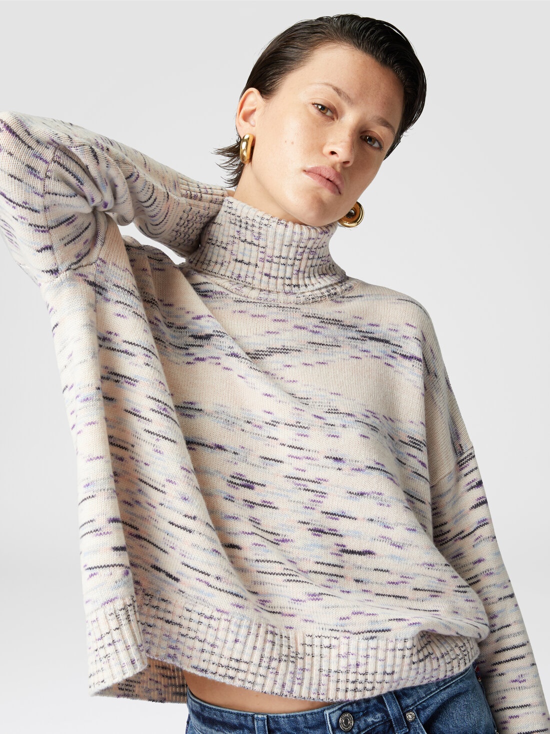 Heathered cashmere turtleneck pullover - 4