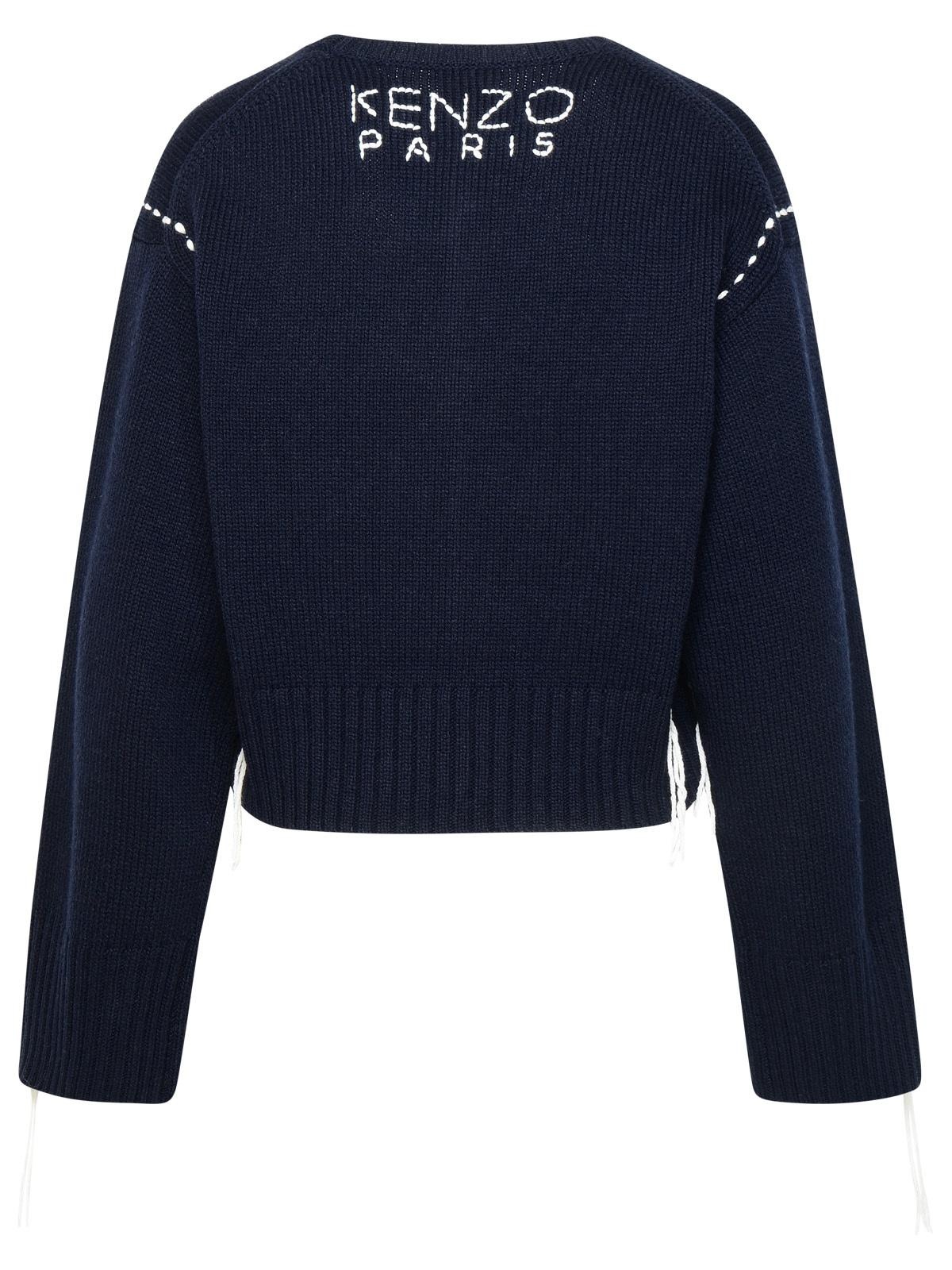 Kenzo 'Kenzo Sashiko Stitch' Sweater In Navy Wool Blend - 3