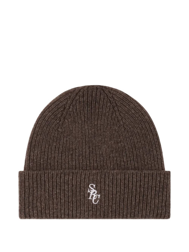 ribbed embroidered-logo beanie hat 1