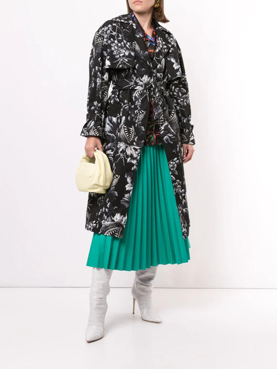 MSGM floral print belted trench coat outlook