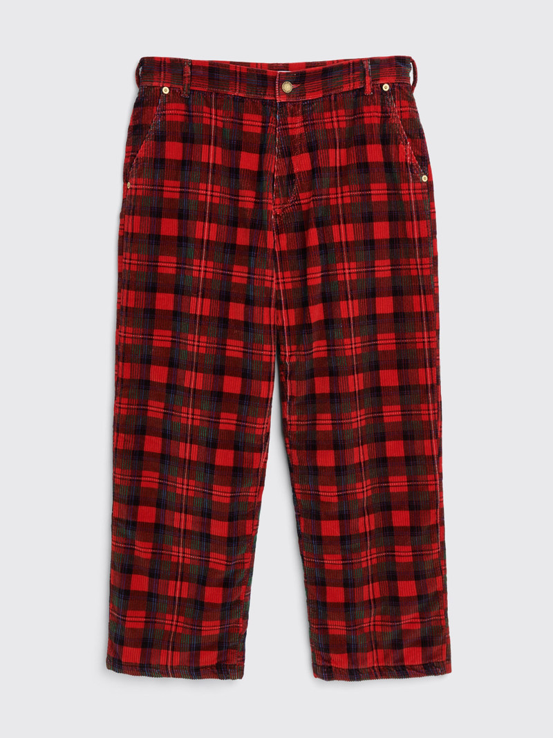 ERL PLAID CORDUROY PANTS RED 1