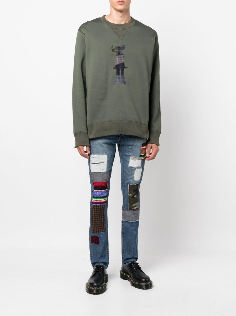 patchwork-detail slim-fit jeans - 3