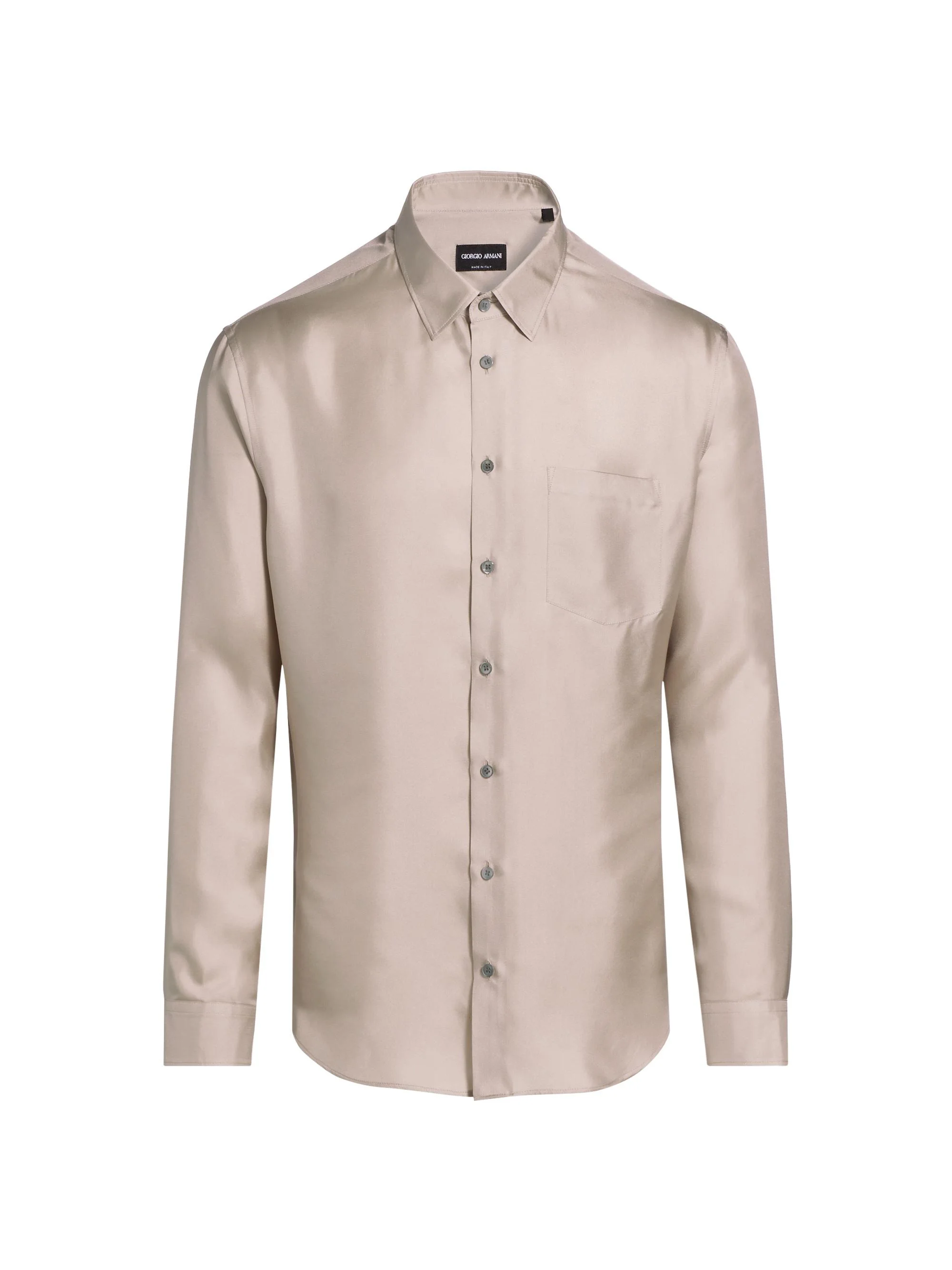 Men's Mr. Armani Long-Sleeve Silk Shirt - Tan - 1