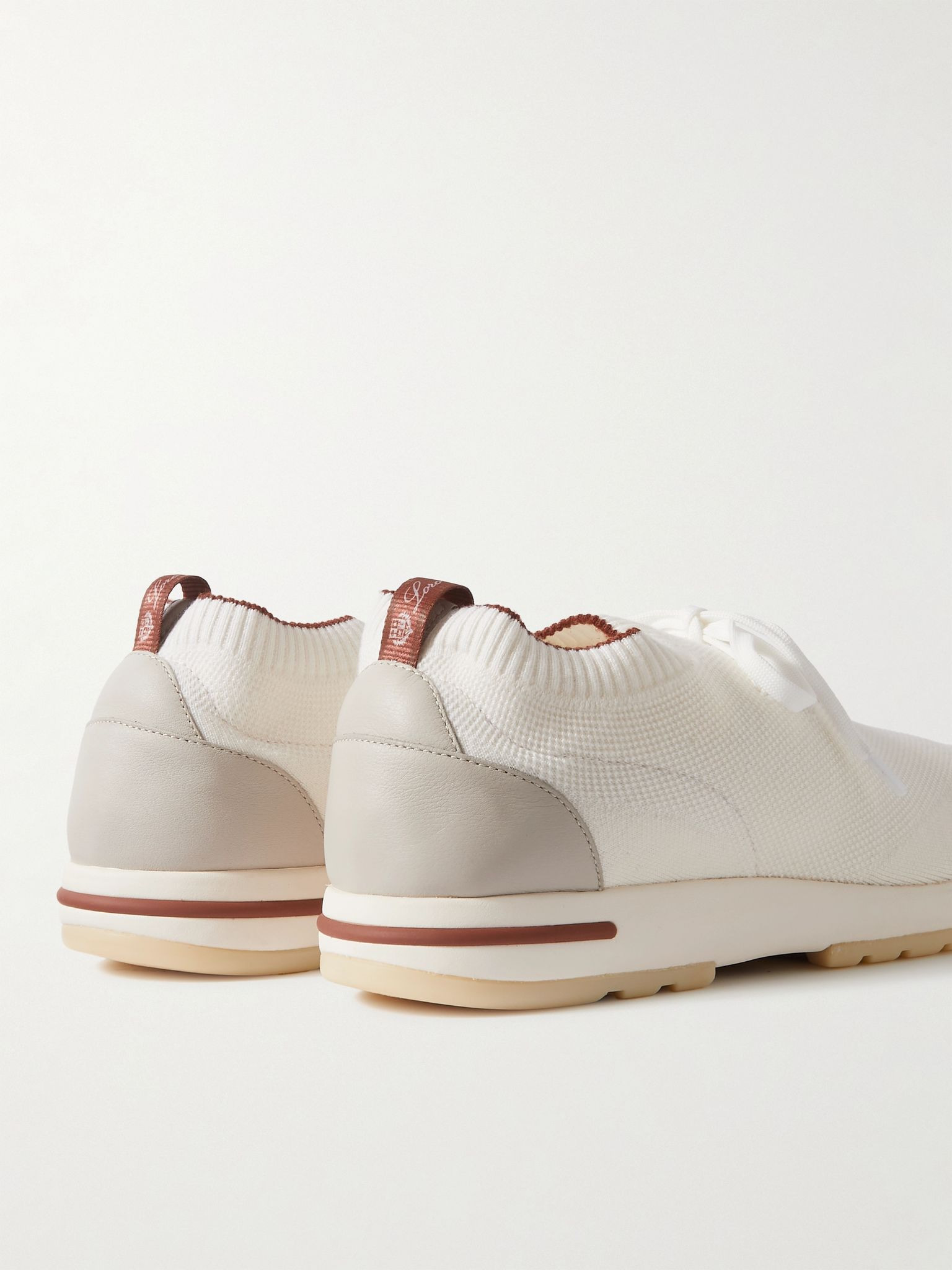 360 Flexy Leather-Trimmed Knitted Wish® Wool Sneakers White - 5