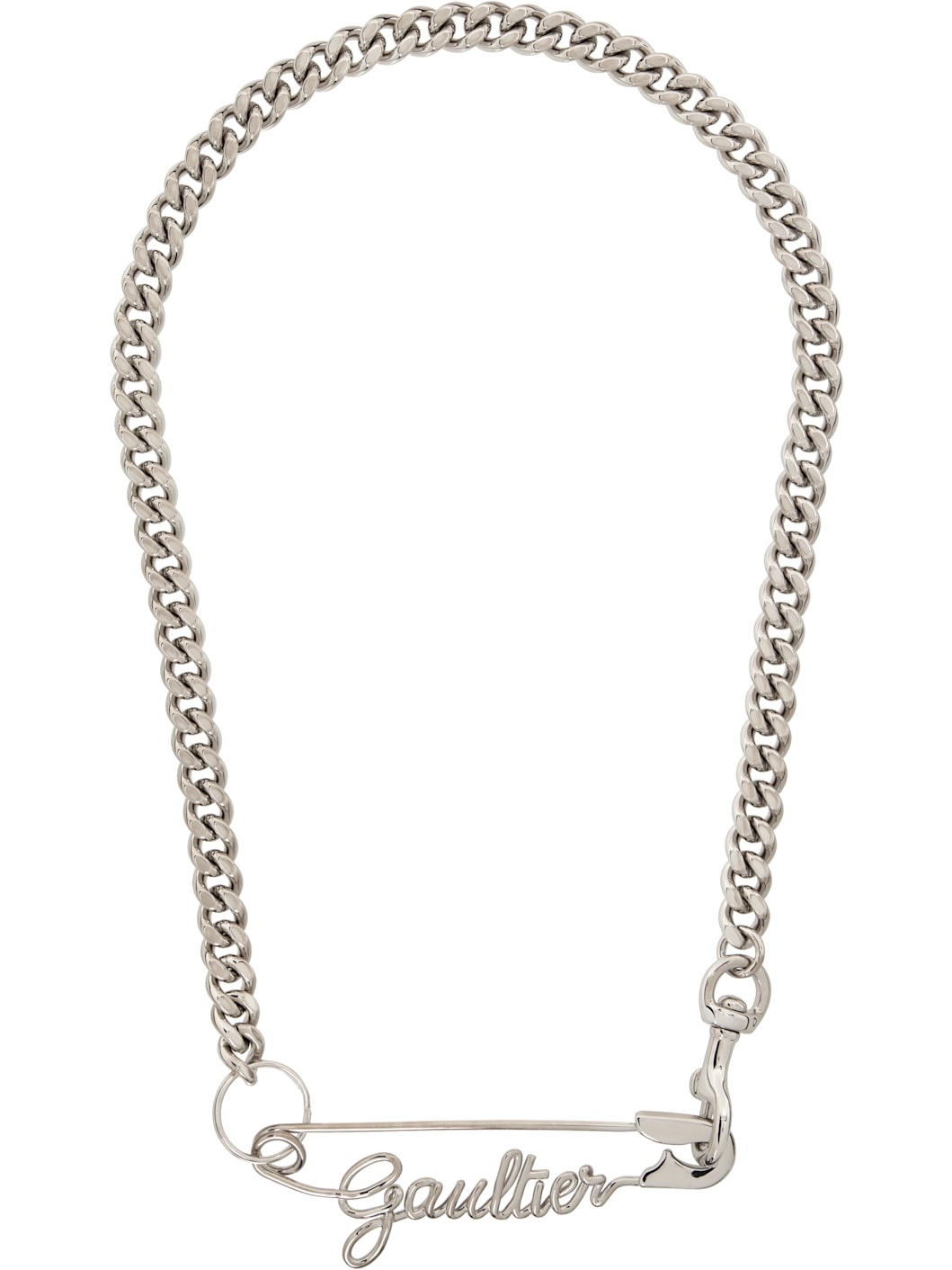 Silver 'The Gaultier Safety Pin' Necklace - 1