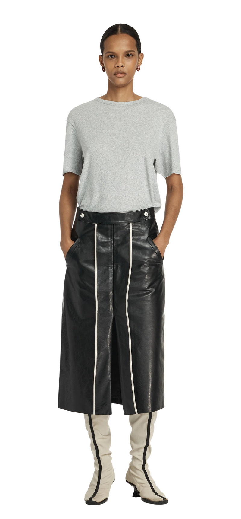 entire studios PARAFOLD LEATHER SKIRT BLACK LEATHER outlook