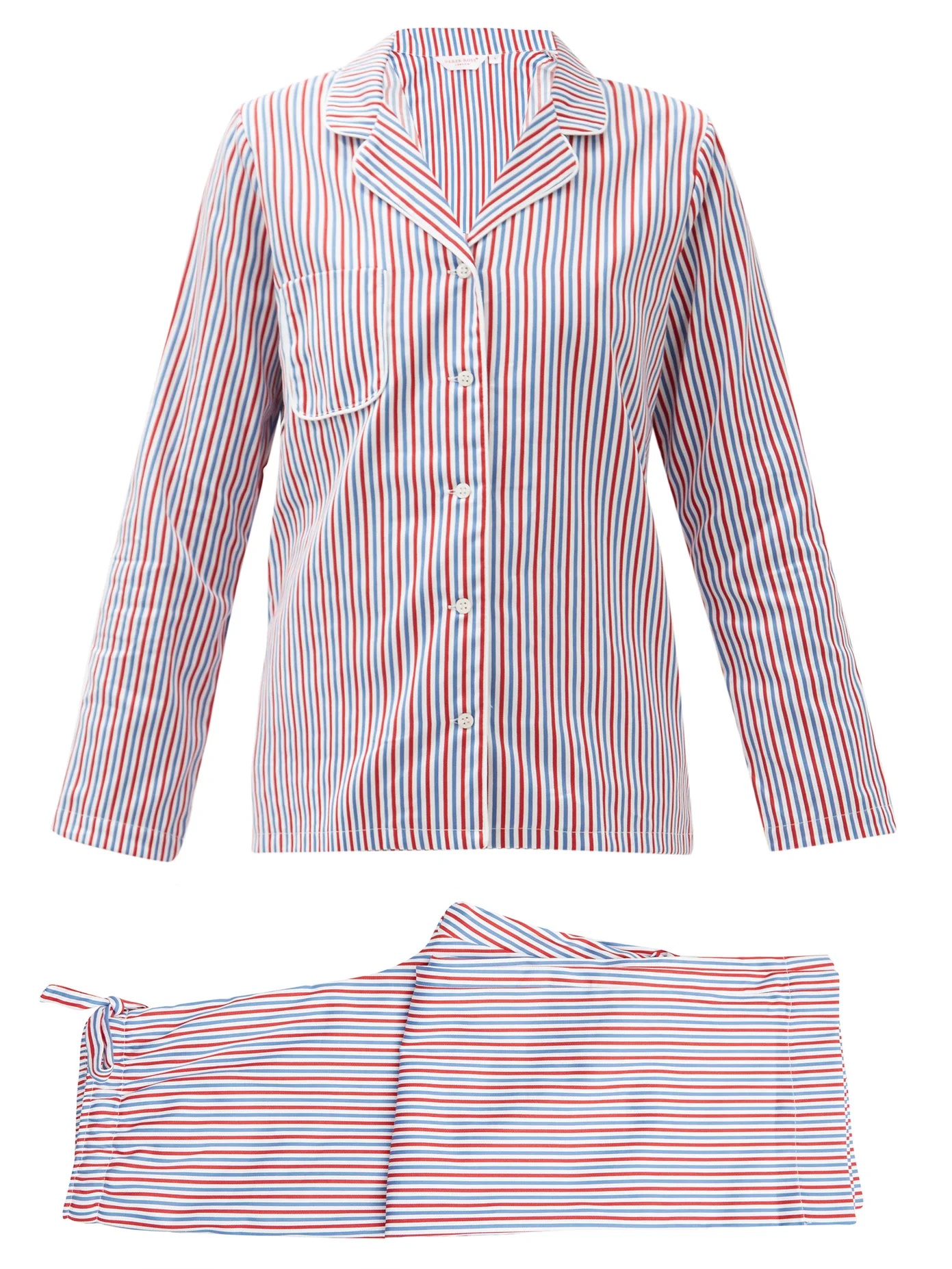 Striped cotton-poplin pyjamas - 1