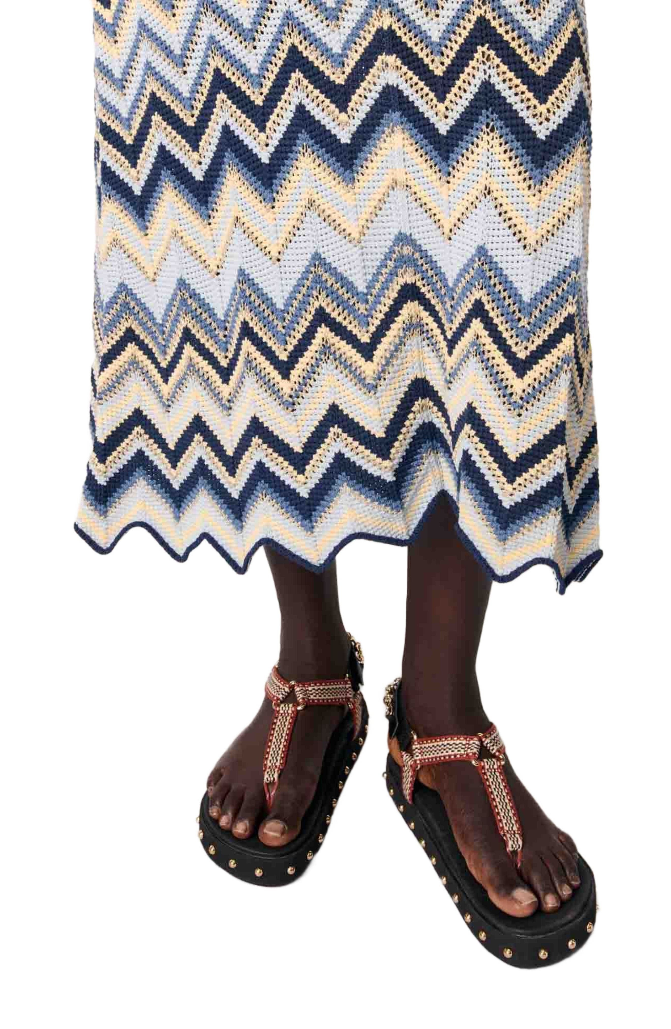 maje Crochet-knit maxi dress in Blue /Ecru at Nordstrom - 5