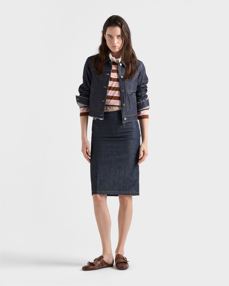 Prada Long-sleeved bayadere print lisle cotton T-shirt outlook