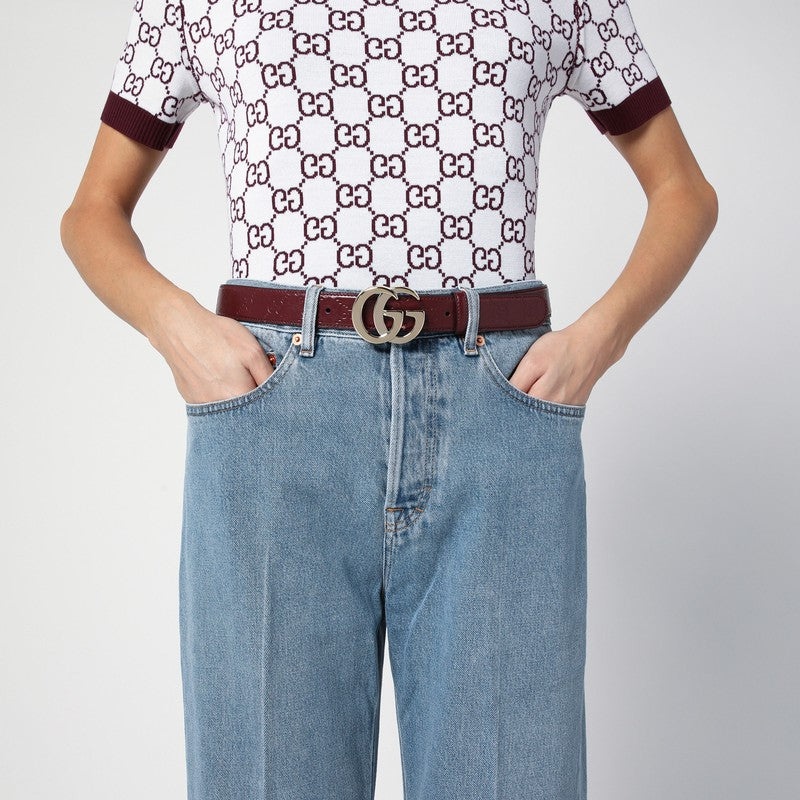 GUCCI Gucci Gg Milano Rosso Ancora Leather Belt Women