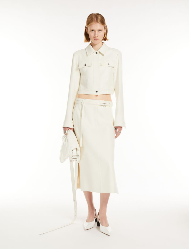 Calf-length skirt with a double-wrap belt - 2