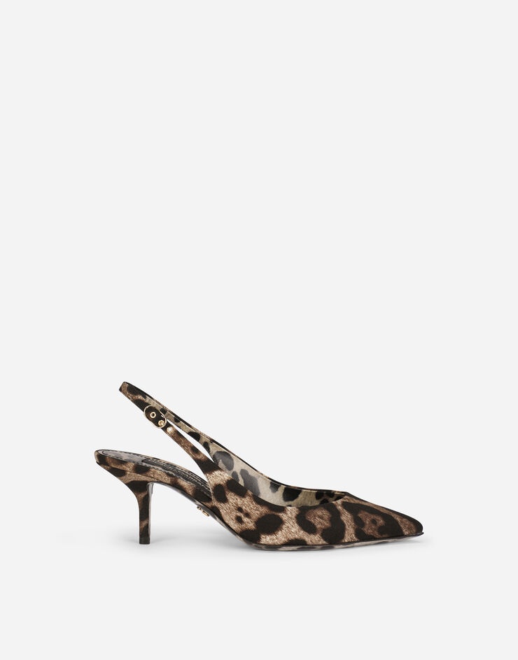 Leopard-print cotton slingbacks - 1