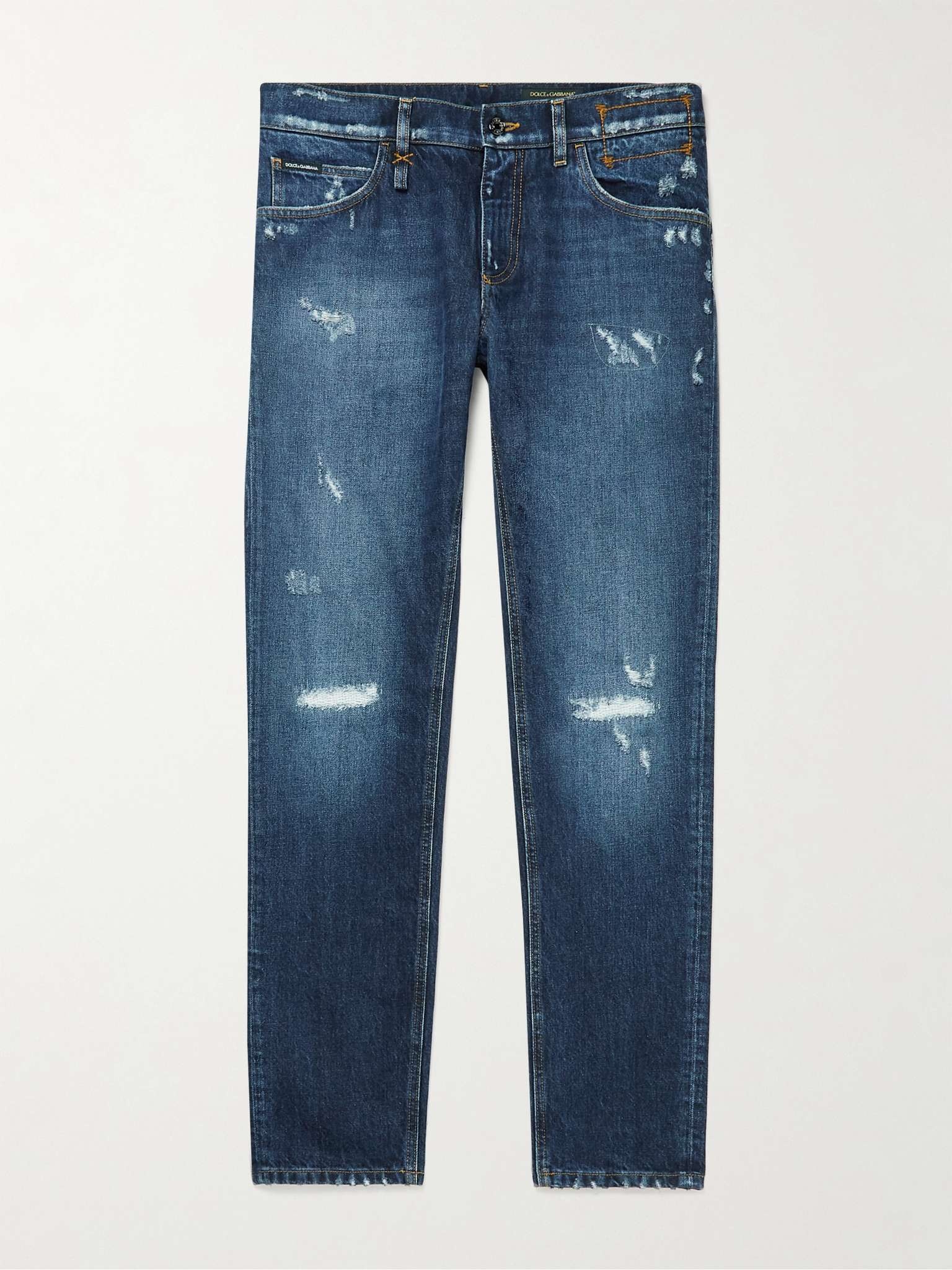 Logo-Appliquéd Distressed Jeans - 1