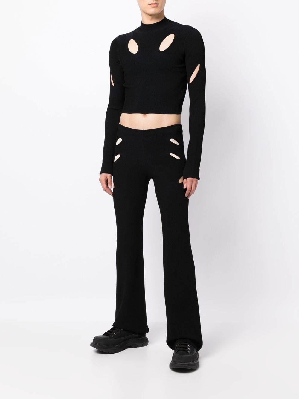 cut out-detail cropped knitted top - 3
