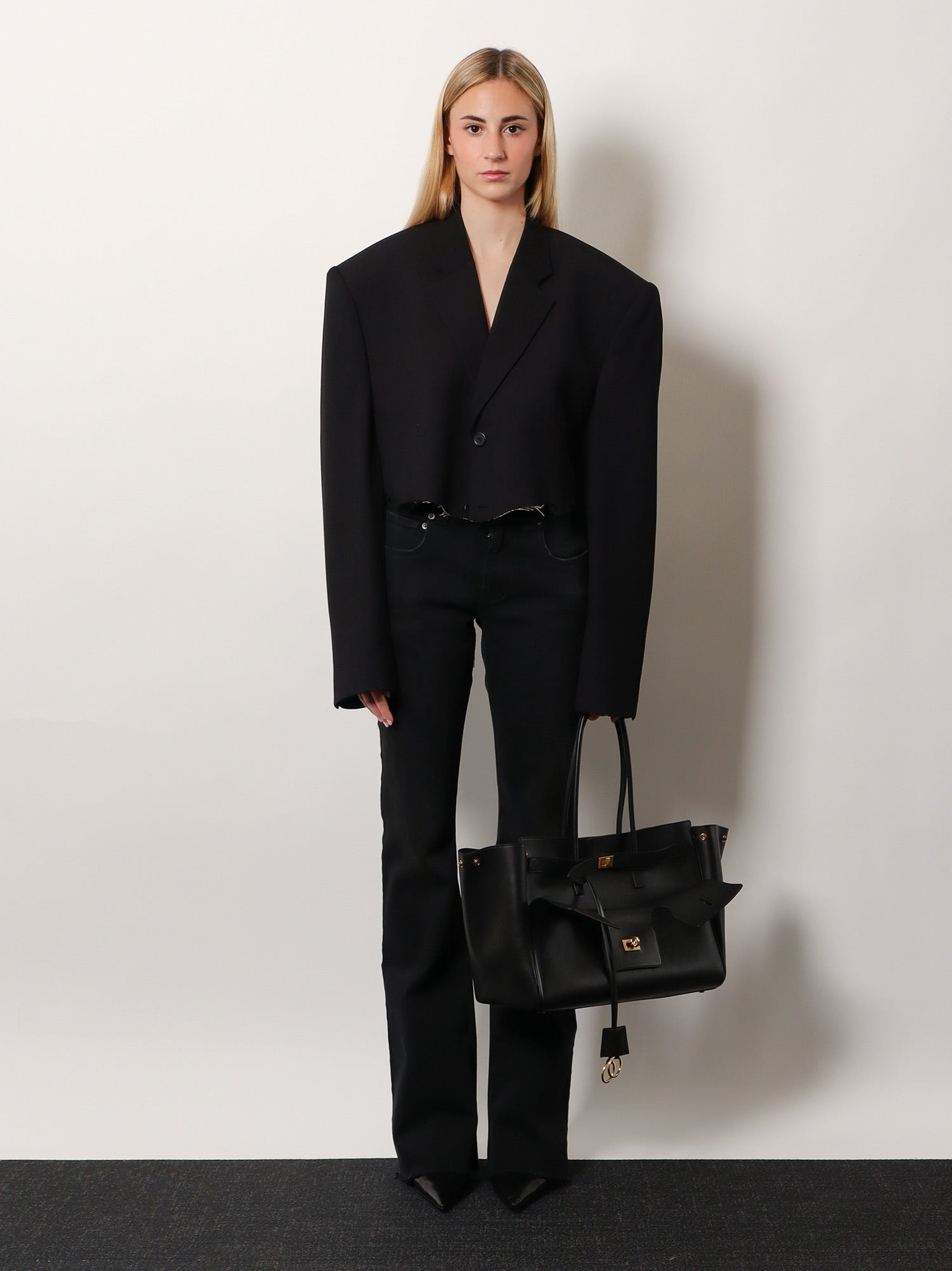 Single Breasted Cut Off Viscose And Wool Blazer - 2