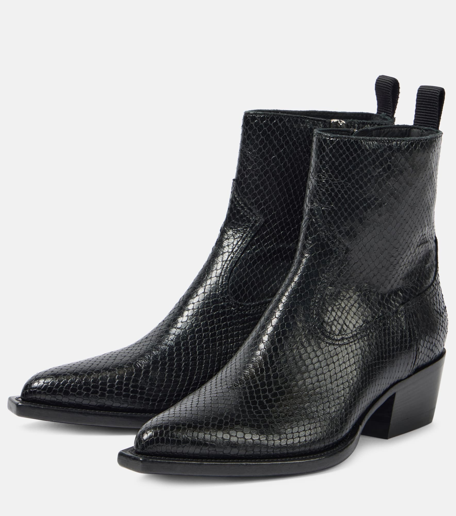 Debbie snake-effect leather ankle boots - 5