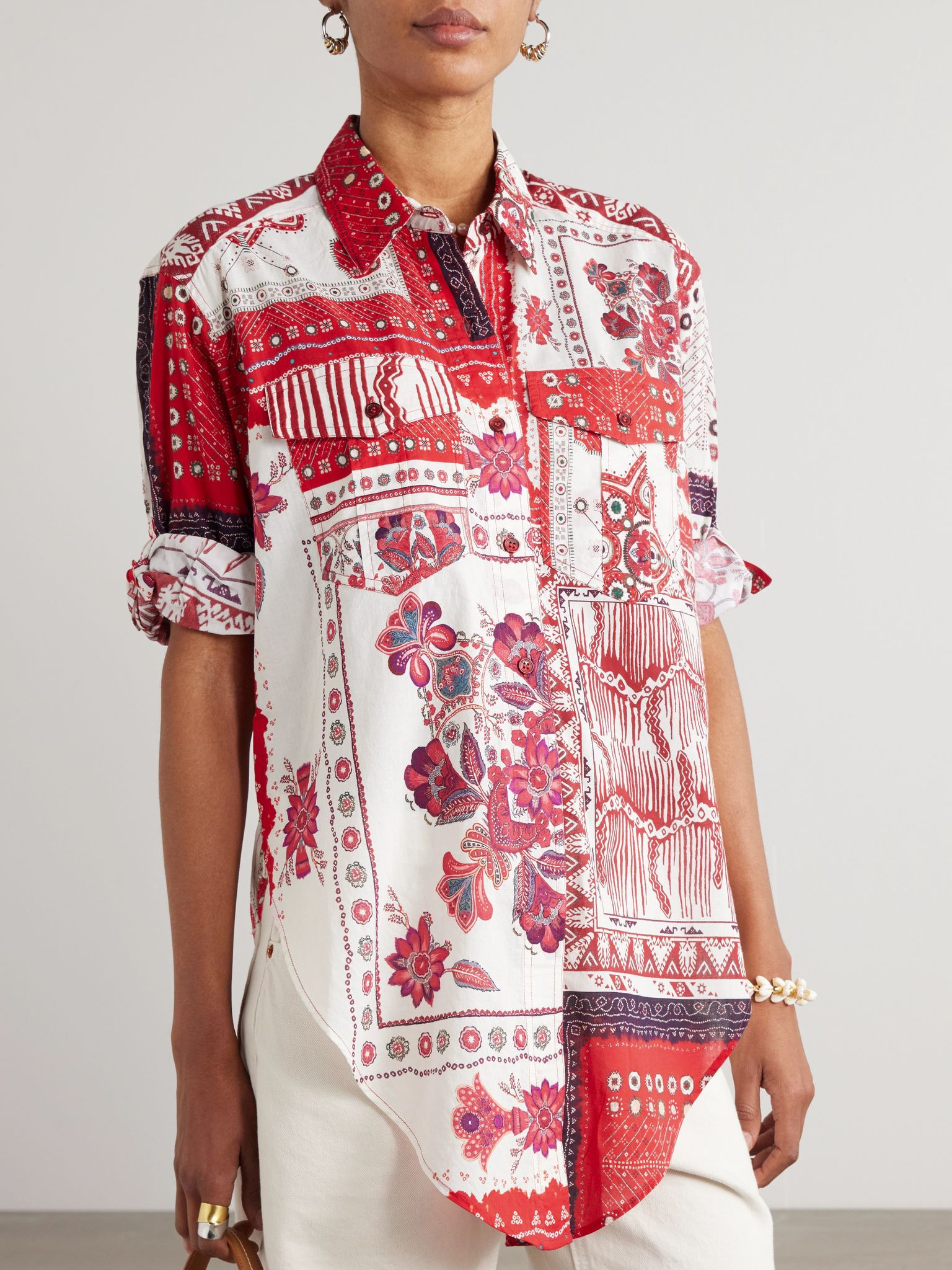 Nathy bandana-print cotton shirt Red - 3