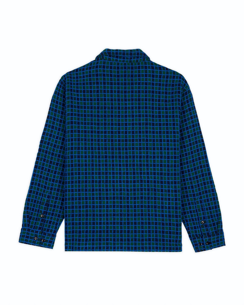 BRAIN DEAD Check Mate Flannel Zip Shirt - Navy outlook