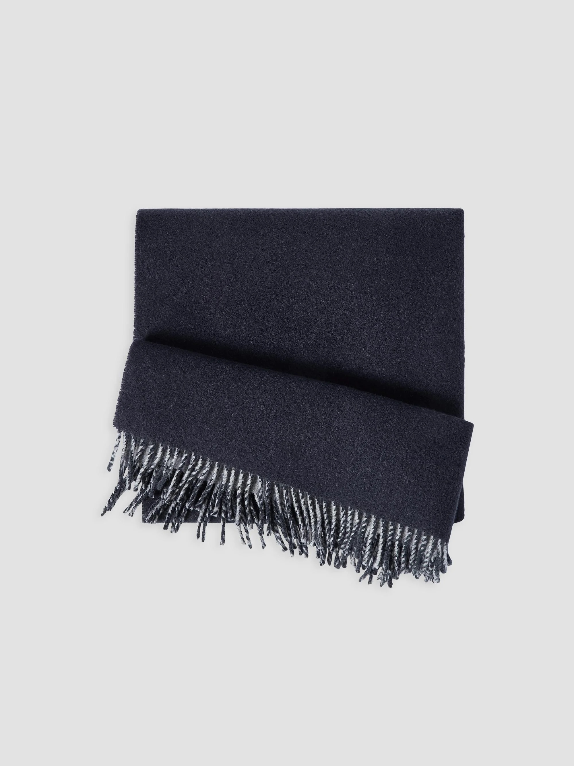 Men's Wool and Cashmere Knit Scarf - Navy Blue - 1